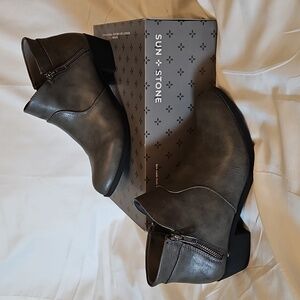 Sun & Stone for Macy's Sleek Gray Ankle Booties